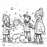 Among Us Crew Having a Snowball Fight Coloring Pages 2