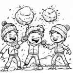 Among Us Crew Having a Snowball Fight Coloring Pages 4