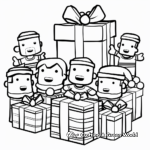 Among Us Crew with Christmas Gifts Coloring Pages 1