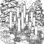 Antique Candle Lit Christmas Scenes Coloring Sheets 2
