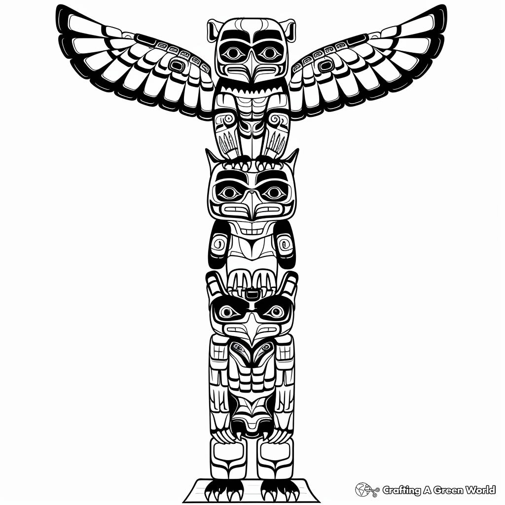 Totem Pole Animals Coloring Pages Totem Pole Animals Coloring Pages