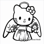 Artistic Hello Kitty Angel Coloring Pages for Christmas 4