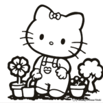 Baby Hello Kitty in Garden Coloring Pages 2