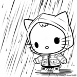 Baby Hello Kitty Under the Rain Coloring Pages 2