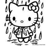 Baby Hello Kitty Under the Rain Coloring Pages 3