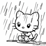 Baby Hello Kitty Under the Rain Coloring Pages 4