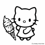 Baby Hello Kitty with Ice-Cream Coloring Pages 2