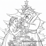 Beauty and the Beast Christmas Theme Coloring Pages 1