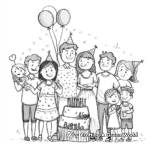 Big Family Birthday Celebration for Auntie Coloring Pages 3