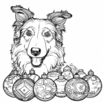 Border Collie with Christmas Ornaments Coloring Pages 3