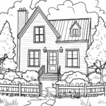 Bucolic Farmhouse Cottage Coloring Sheets 2