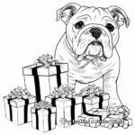 Bulldog with Christmas Gifts Coloring Pages 2