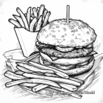 Burger and Fries: Combo Meal Coloring Pages 1