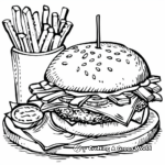 Burger and Fries: Combo Meal Coloring Pages 2