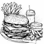 Burger and Fries: Combo Meal Coloring Pages 3