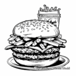 Burger and Fries: Combo Meal Coloring Pages 4