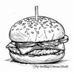 Burger Being Made: Step-by-Step Coloring Pages 1
