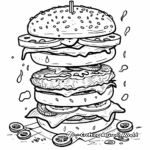 Burger Being Made: Step-by-Step Coloring Pages 3