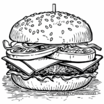 Burger with All the Toppings Coloring Pages 1
