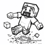 Cartoon-Style Minecraft Steve Coloring Pages for Kids 3
