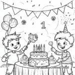 Celebration Scene for 1st Birthday Coloring Pages 2