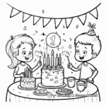 Celebration Scene for 1st Birthday Coloring Pages 4