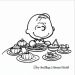 Charlie Brown and Franklin at the Thanksgiving Dinner Coloring Pages 1