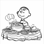 Charlie Brown and Franklin at the Thanksgiving Dinner Coloring Pages 2
