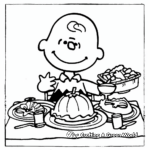 Charlie Brown and Franklin at the Thanksgiving Dinner Coloring Pages 3