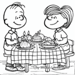 Charlie Brown and Franklin at the Thanksgiving Dinner Coloring Pages 4