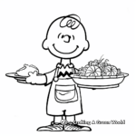 Charlie Brown Serving Thanksgiving Dinner Coloring Pages 1