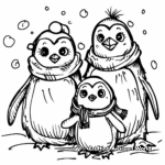 Charming Christmas Penguin Family Coloring Pages 3