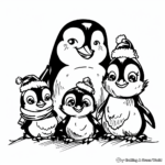 Charming Christmas Penguin Family Coloring Pages 4