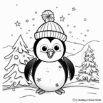 Charming Penguin Christmas Card Coloring Pages 1