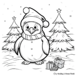Charming Penguin Christmas Card Coloring Pages 2