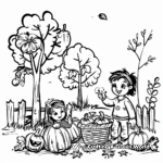 Charming Thanksgiving Fall Scenery Coloring Pages 1