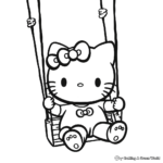 Cheerful Baby Hello Kitty on a Swing Coloring Pages 2