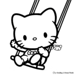 Cheerful Baby Hello Kitty on a Swing Coloring Pages 4
