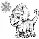 Cheery Triceratops Wearing Santa Hat Coloring Pages 1