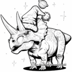 Cheery Triceratops Wearing Santa Hat Coloring Pages 2
