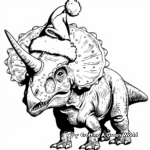 Cheery Triceratops Wearing Santa Hat Coloring Pages 3