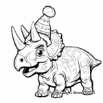 Cheery Triceratops Wearing Santa Hat Coloring Pages 4
