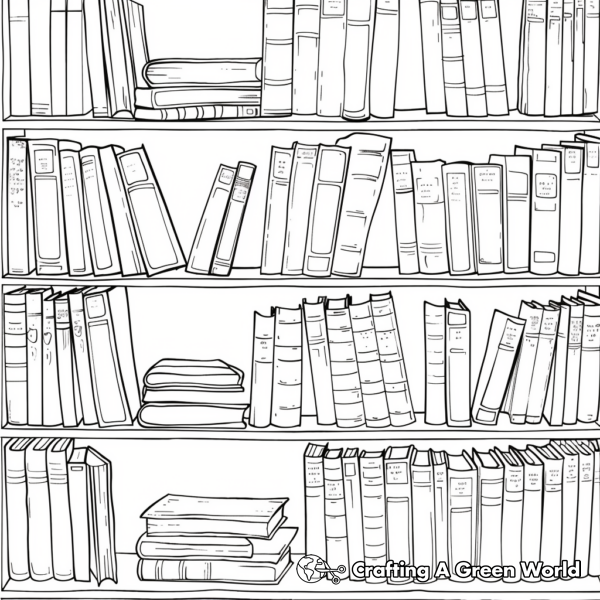 Chic Modern Bookshelf Coloring Pages 1