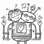 Children's Valentine's Day Robot Love Coloring Pages 1