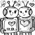 Children's Valentine's Day Robot Love Coloring Pages 2