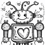 Children's Valentine's Day Robot Love Coloring Pages 3