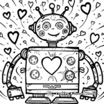 Children's Valentine's Day Robot Love Coloring Pages 4