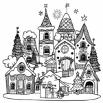Christmas Village Coloring Pages 1
