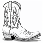 Classic Leather Cowboy Boot Coloring Pages 1