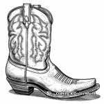 Classic Leather Cowboy Boot Coloring Pages 3